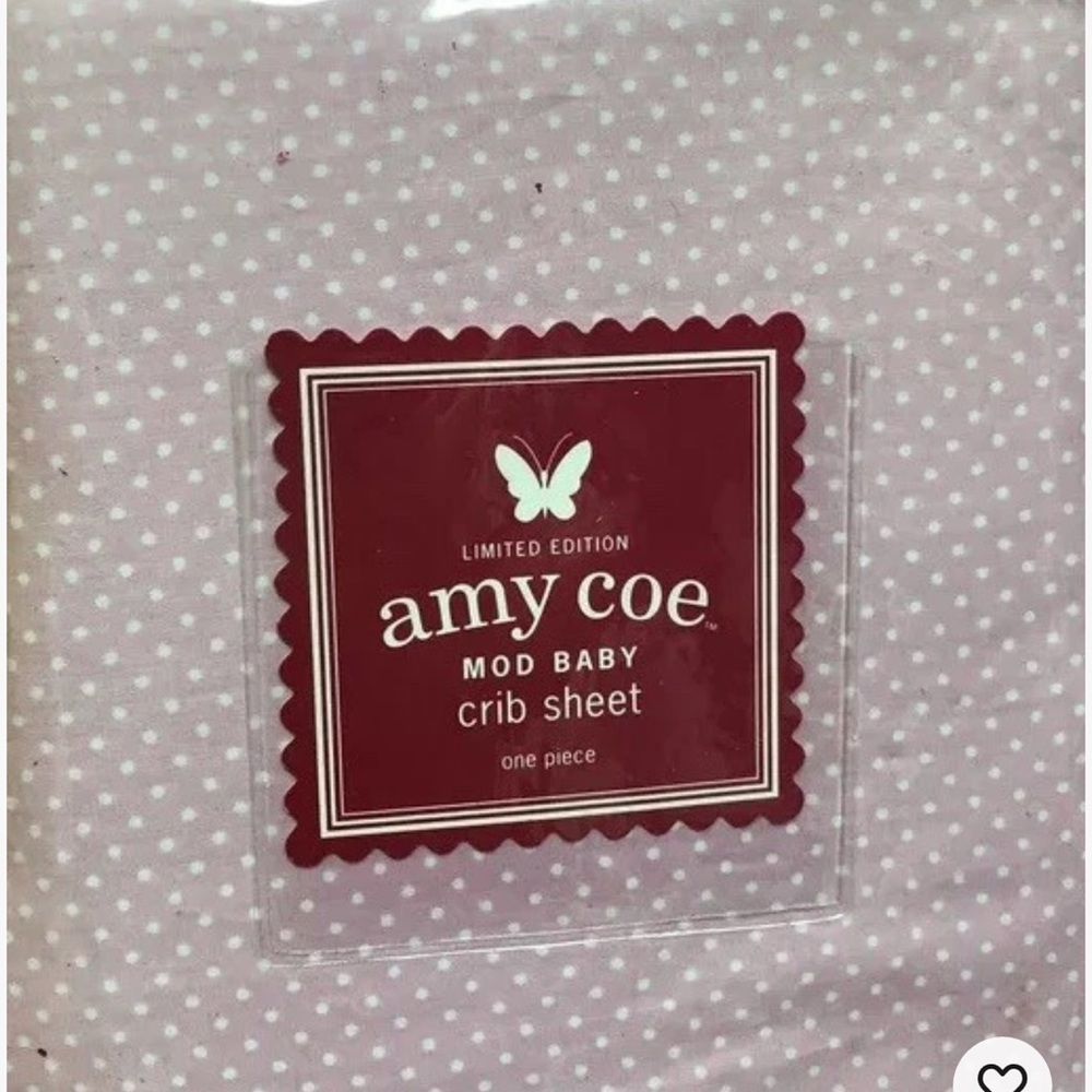 NIP AMY COE LIMITED EDITION MOD BABY CRIB SHEET PINK WHITE POLKA DOT